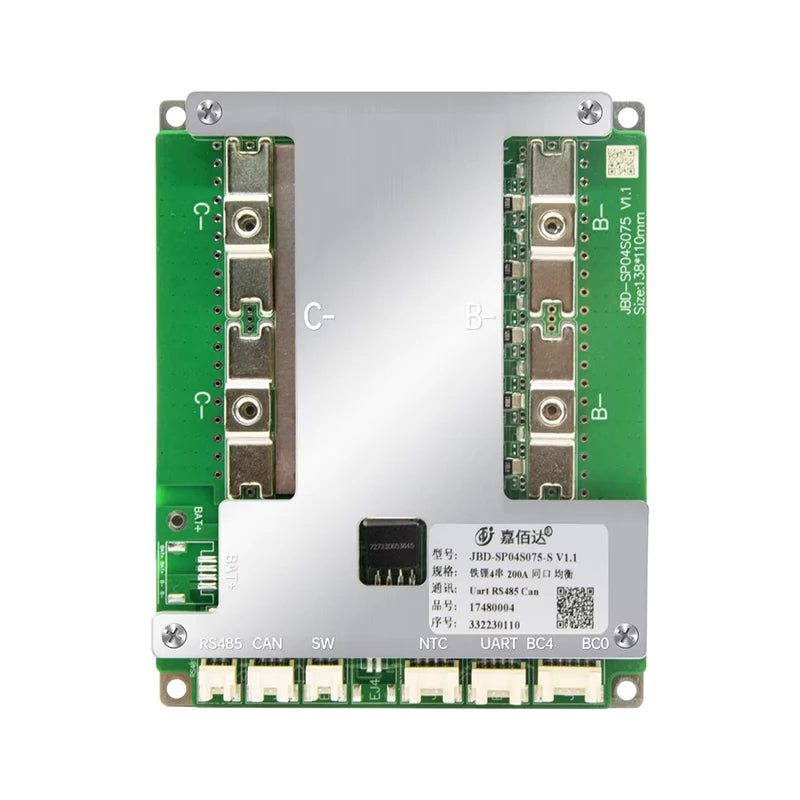 JBD BMS 3S 4S Lifepo4 Li-ion 12V 100A 150A 200A Smart BMS With Balance NTC BT UART Jiabaida BMS for Battery Pack
