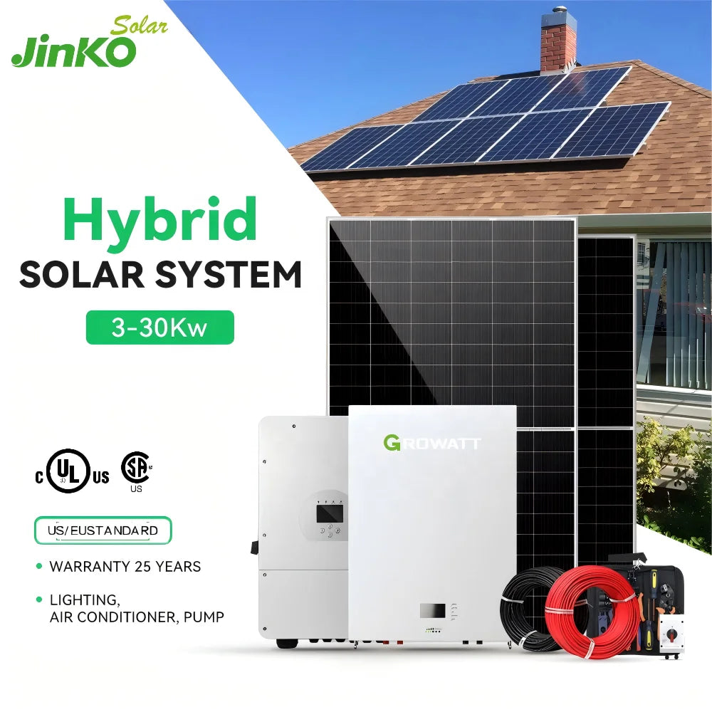 Jinko Solar Panels Complete PV System Solar Kits 10Kw 20Kw 30Kw Roof Mounting Hybrid Solar Energy Storage System for Home PRIME RJ SOLAR PH