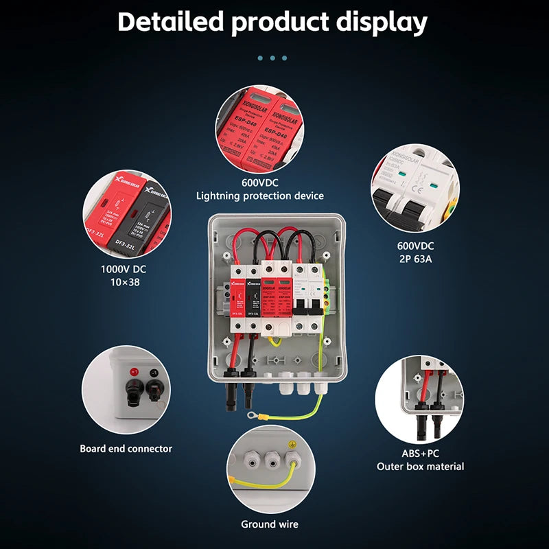 XIONGISOLAR SOLAR  1in1 600V  Isolating Switch Type PV Combiner Box 1 Series Photovoltaic Junction Box