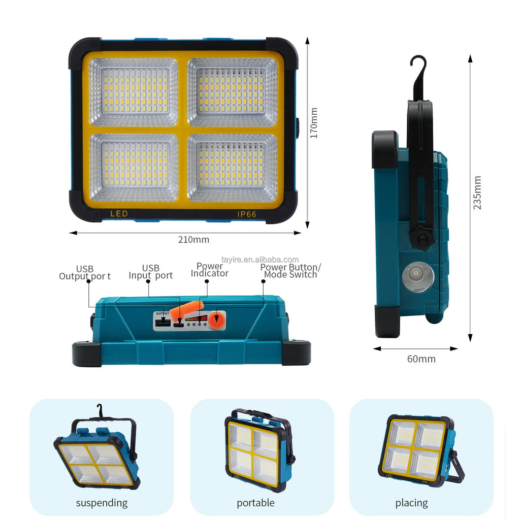 Outdoor Led Solar Floodlight Energy Saving 5 Modes Lamp Germany Warehouse Stock Hiking Camping Fishing Garden Emergency Light