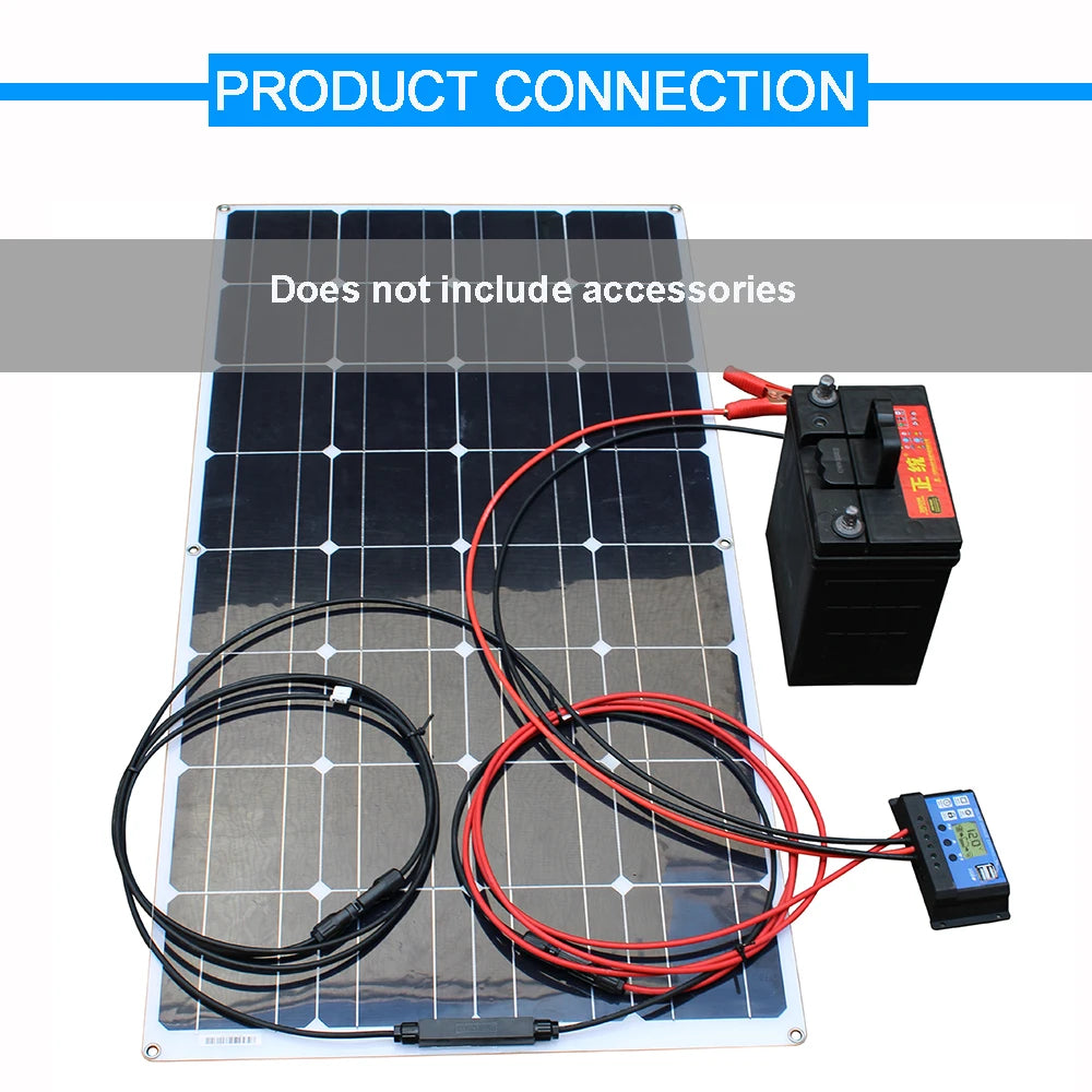 ASUNERGY RGN33-100A 100W 200W 300W 400W Flexible Waterproof Monocrystalline Solar Panel Kit 12V Camping Home Car Off-Grid System CE RoHS