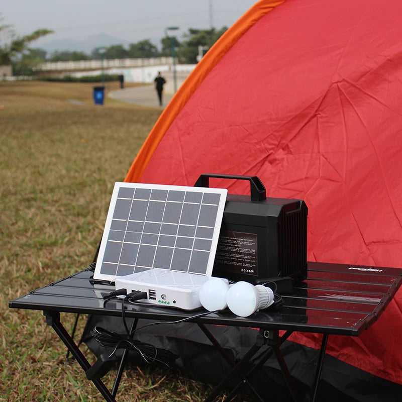 High Quality 5V/12v 15w Rechargeable Lithium Battery Led Solar Energy Kit With USB Port  2 Pcs 2W LED Bulbs