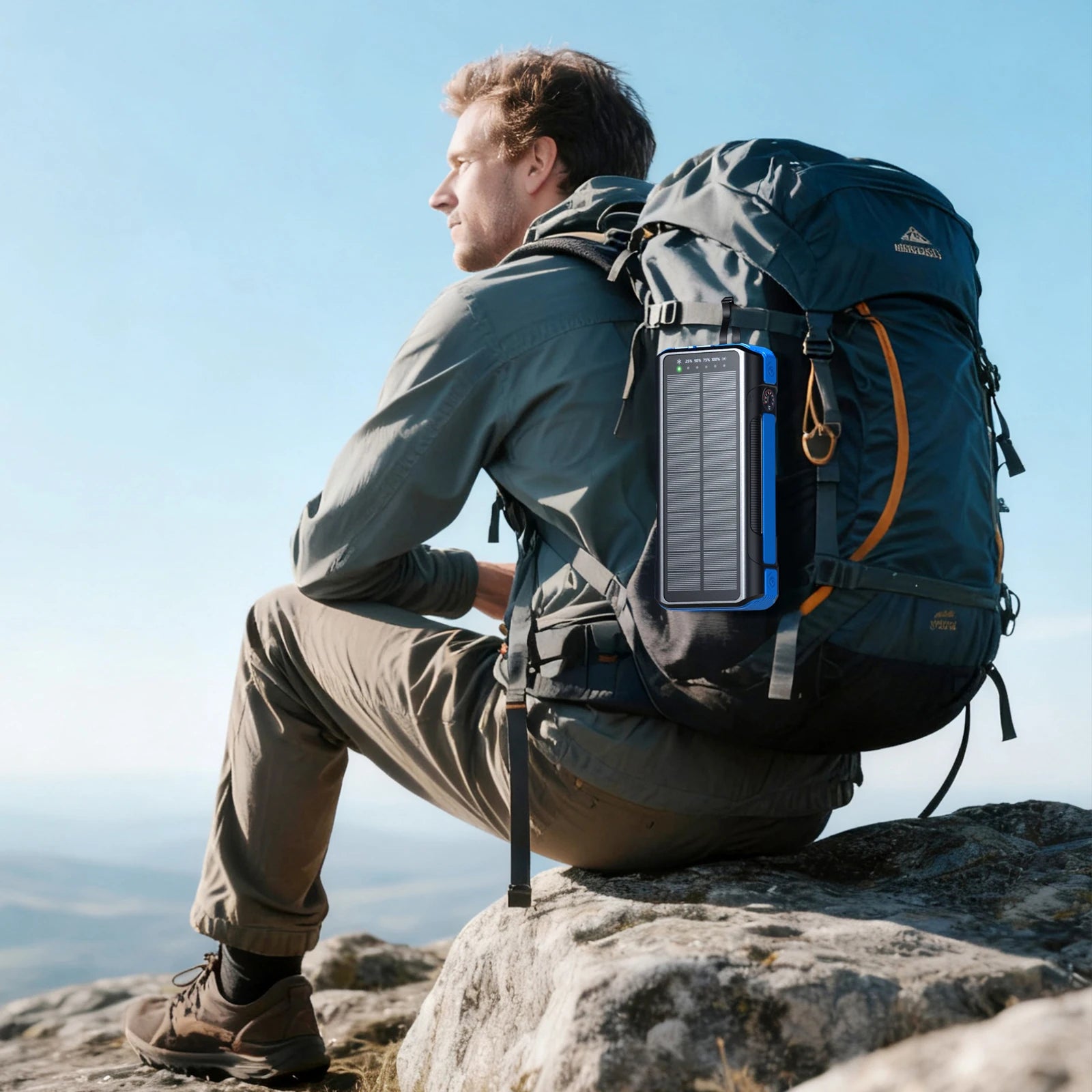 2026 Power Bank with Solar Charger 30000mah Fast Charging PD22.5W Built in Cables Compass Temperature Display PRIME RJ SOLAR PH