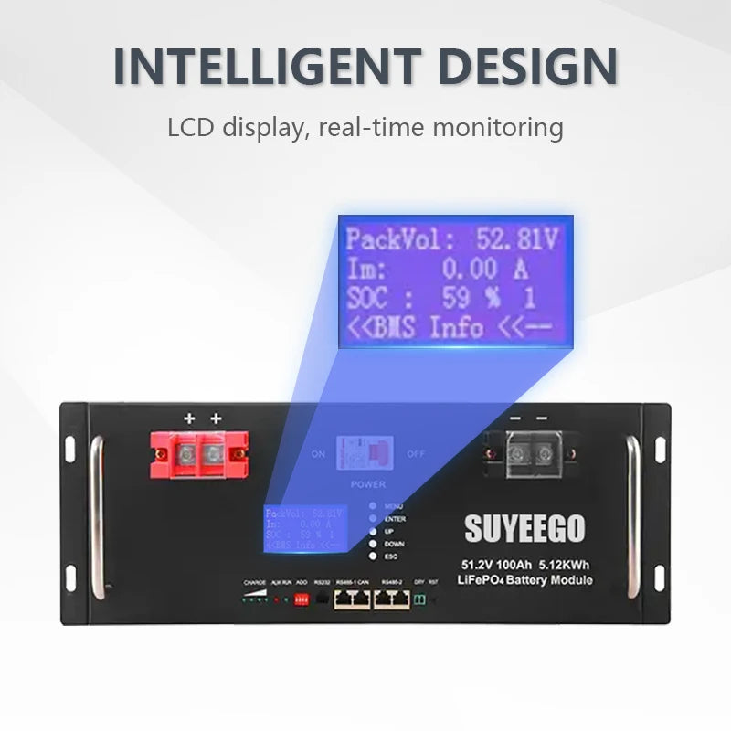 SUYEEGO 51.2v 48v Lifepo4 Lithium Phosphate Storage Battery Batterie Lifepo4 Solaire Batterie Lithium Pack 200ah 100ah Factory
