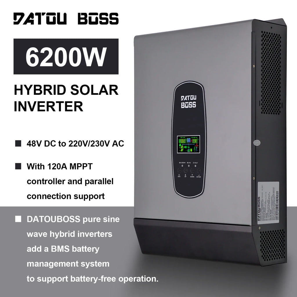 EU USA Stock 48v 6.2kw Single Phase Solar Hybrid Inverter Off Grid 48V 6.5kw Hybrid Solar Inverter withWIFi MPPT 120vac 50/60hz