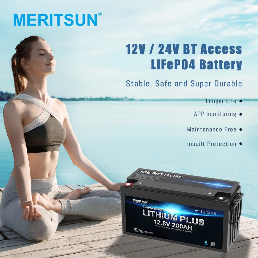 MeritSun 12V Lithium Battery 100ah 200ah 300ah Lifepo4 Solar Energy Battery