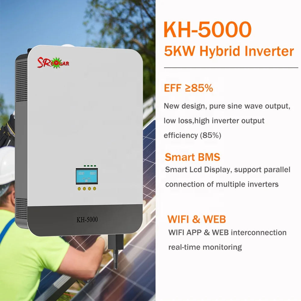 Hybrid Solar System 5KW 6KW 8KW 10KW 15KW 20KW 25KW 30KW Solar Panel System for Houses 220V Solar Energy Storage System Kits PRIME RJ SOLAR PH