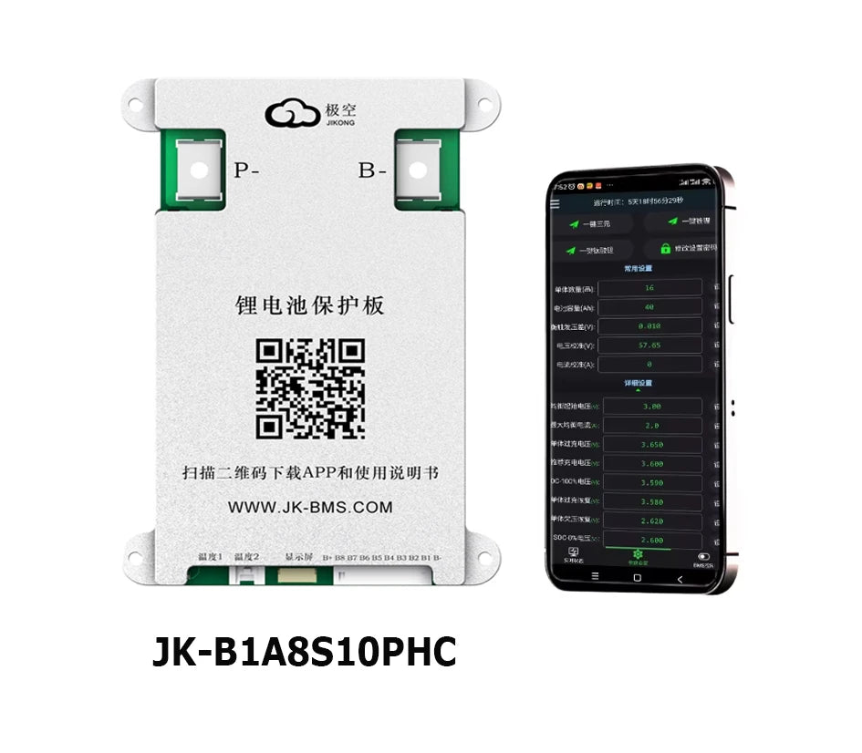 JKBMS JKI BMS Lifepo4 Lithium Ion Pack BT Energy Storage for 3S 4S 5S 8S PCBA 12V 24V