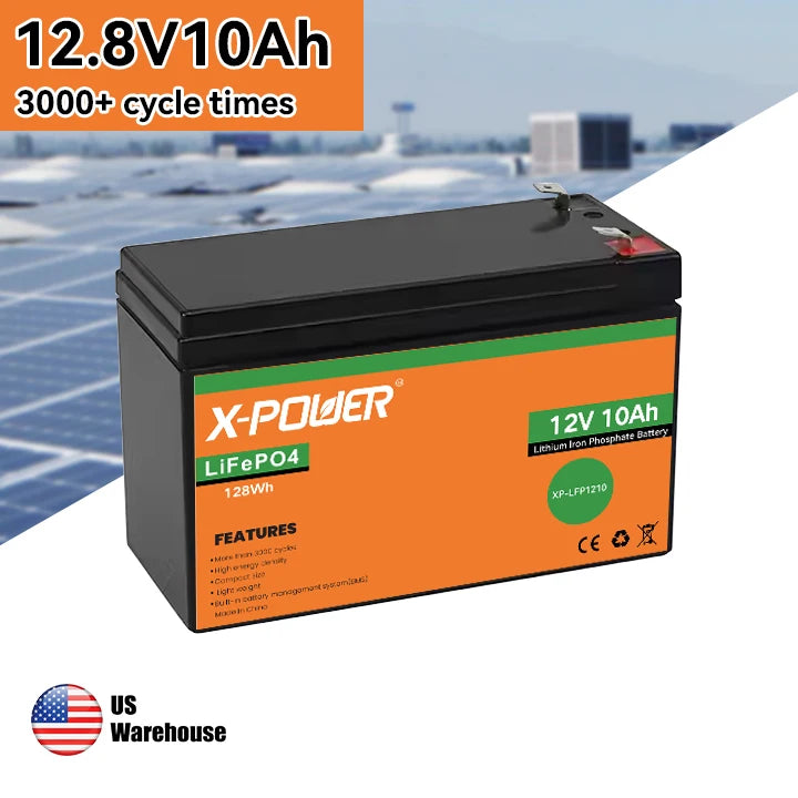 US  Stock  12.8V 7/10/12/20Ah LiFePO4 Battery Built-in  BMS 2000+ Cycles  Solar/Wind Power Small UPS Lighting  Fish Finder