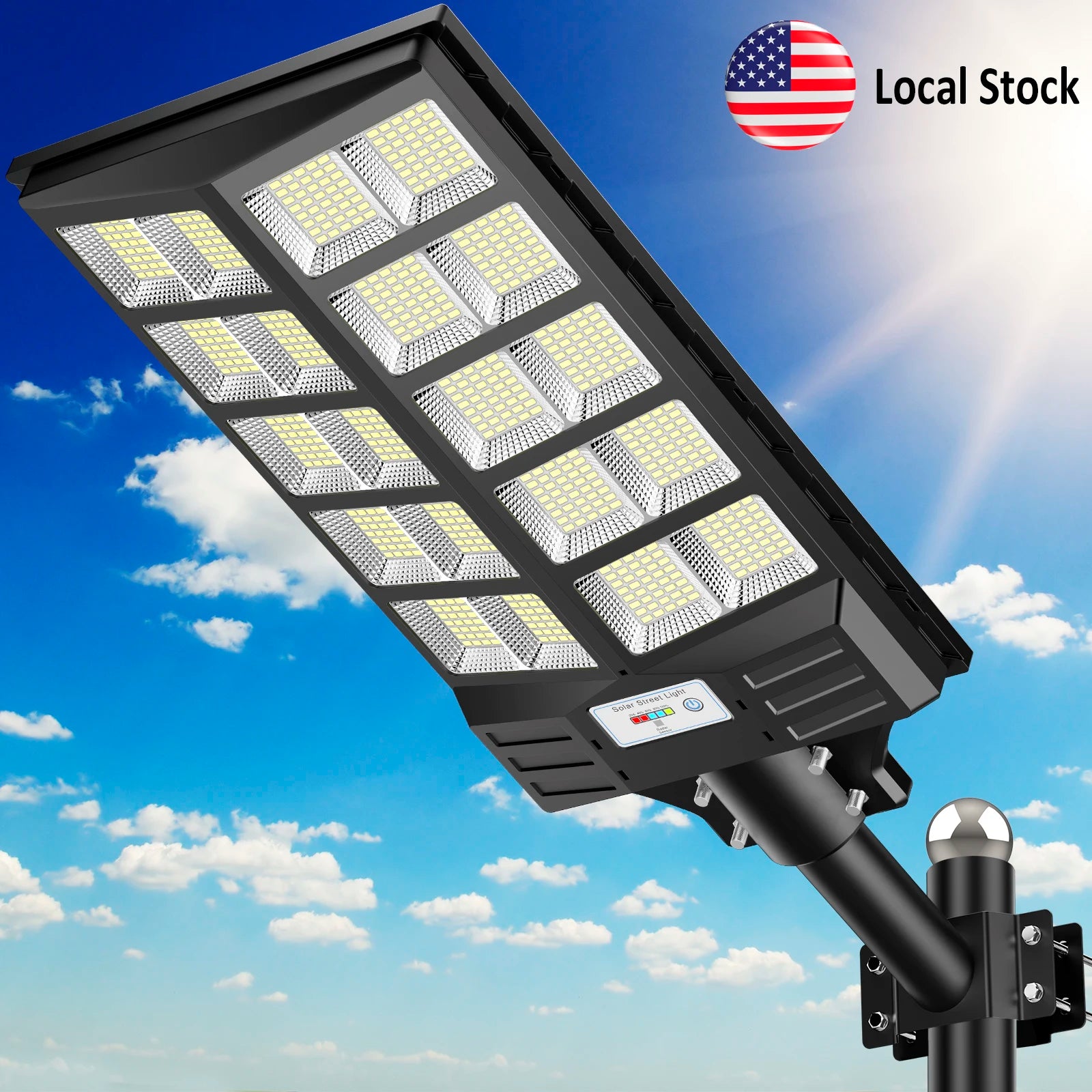 HYKENTE BC020 Solar Street Light High Efficiency LED Motion Sensor Long Runtime Remote Control Roads Yards RoHS CE 3-Year Warranty US Inventory