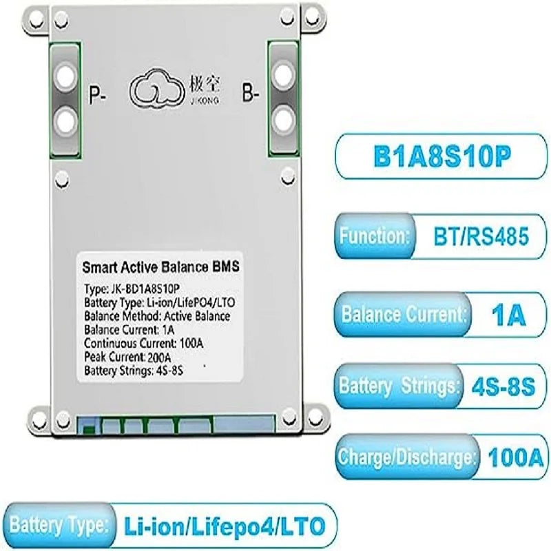 DDP JK-B2A8S20P Jikong Jk Bms 4s 7S 8S 24V 200A BMS 1A 2A Active Balance  BT Module Jk Bms B2a8s20p