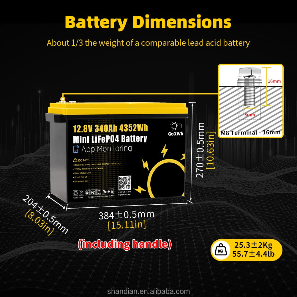Free Shipping 24V Lifepo4 100Ah/200Ah Lithium Battery IP65 Protection for RV Boat Home Golf Cart Camping Van Energy Storage