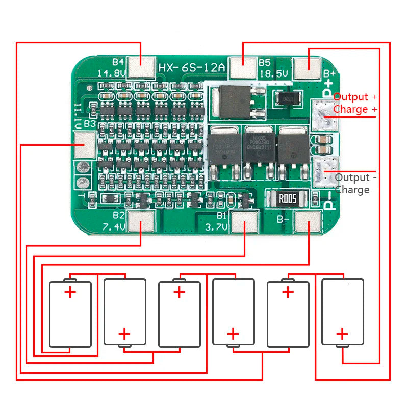 The New 6S 15A 24v Printed Circuit Board BMS protection Board with 6 Packs of 18650 Lithium-ion Battery Modules Is Now Available