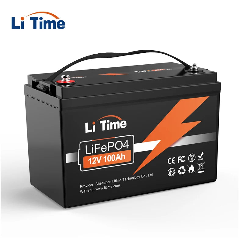 LITIME 12V 100Ah LiFePO4 Deep Cycle Battery Smart BMS UL FCC CE RoHS UN38.3 5-Year Warranty US Local Stock