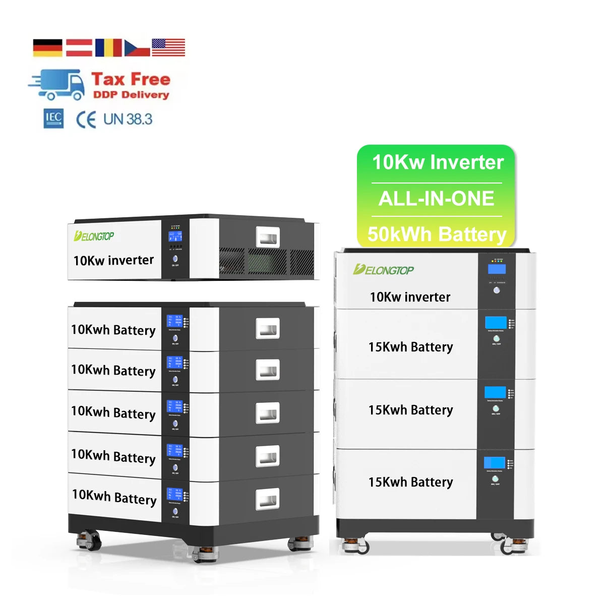 DDP EU BYD All in One Solar 12Kw Inverter and Lithium Battery System 15Kwh 20kwh 30Kwh 50Kwh 60Kwh 51.2V Battery Energy Storage PRIME RJ SOLAR PH