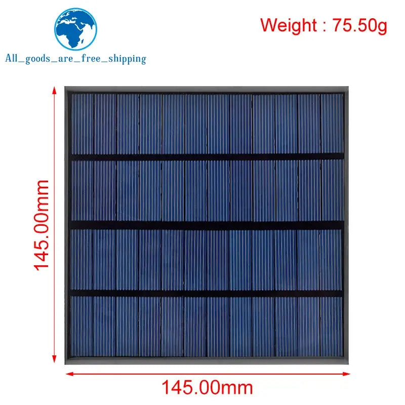 TZT 12V 250mA 3W Solar Panel Polycrystalline 145*145MM Mini Sunpower Solar System DIY for Battery Cell Phone Charger PRIME RJ SOLAR PH