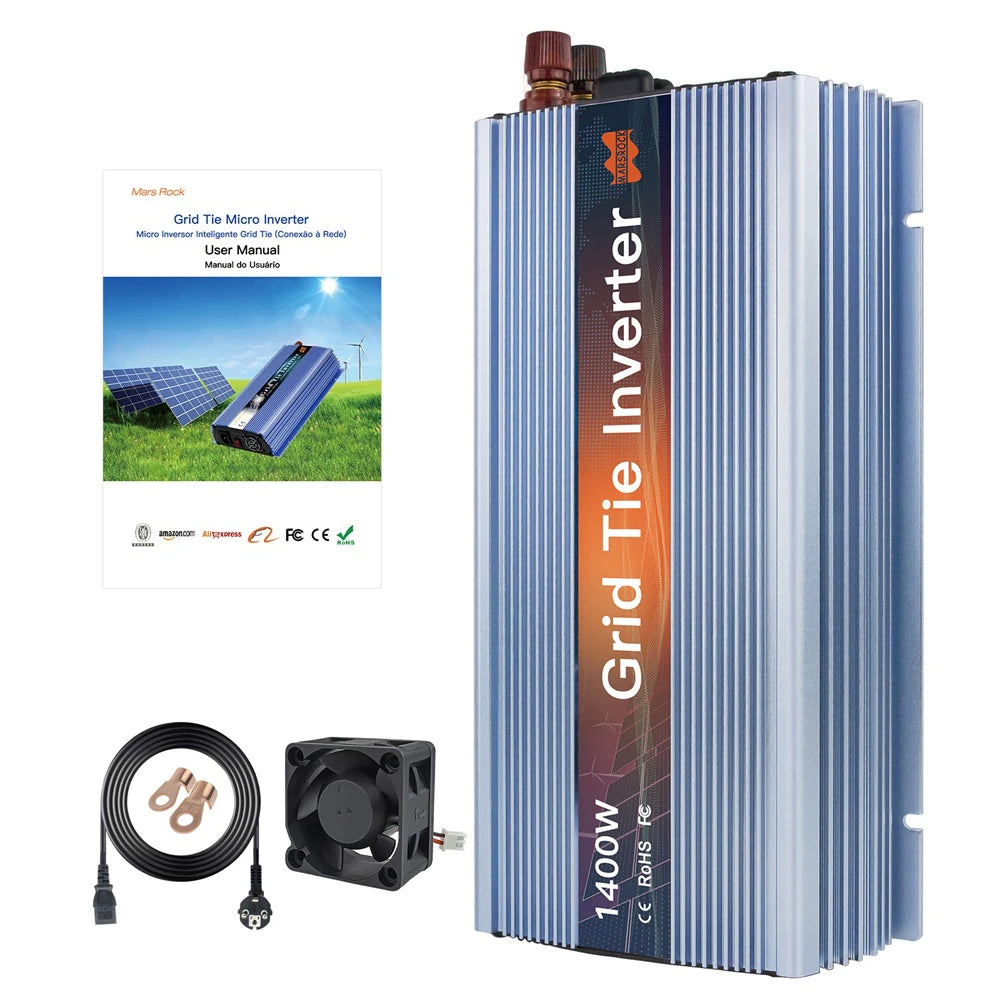 1400W On Grid Tie Inverter MPPT Solar Inverter 18V 36V DC Pure Sine Wave Converter AC 110V 220V  For 36 60 72 Cells PV PRIME RJ SOLAR PH