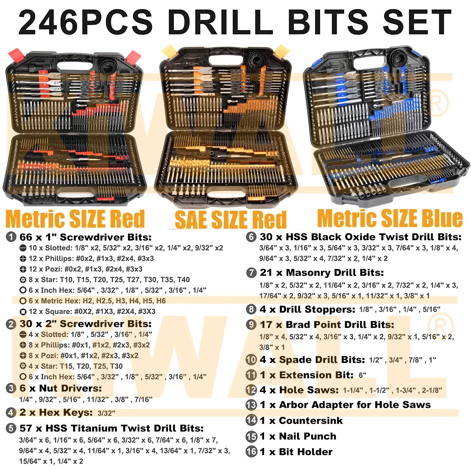 Multifunction 246Pcs Drill Bit Set Wood Metal Concrete Power Tools Kit Electric Drill Hand Tools 1 Set OEM