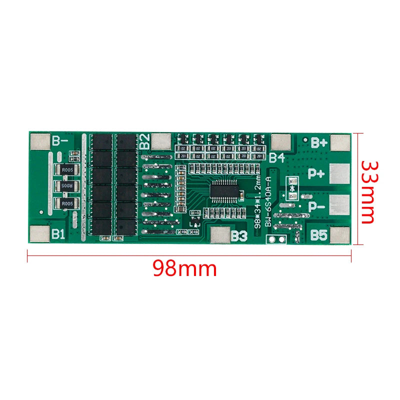 24V 6S 40A BMS 18650 Li-Ion Lithium Battery Poretect Board Solar Lighting BMS PCB With Balance For Ebike Scooter