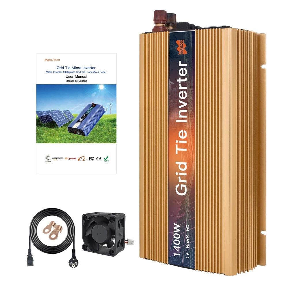 1400W On Grid Tie Inverter MPPT Solar Inverter 18V 36V DC Pure Sine Wave Converter AC 110V 220V  For 36 60 72 Cells PV PRIME RJ SOLAR PH