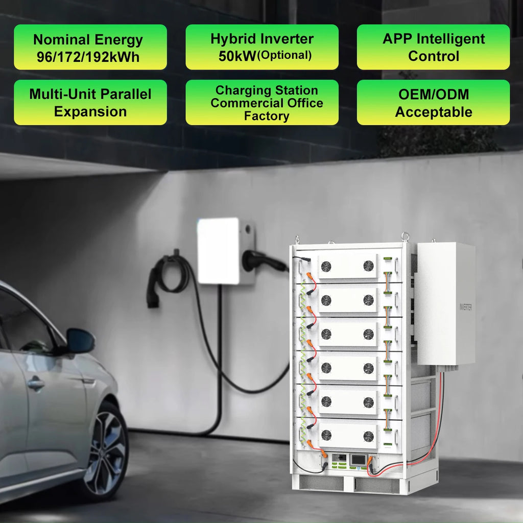 Solar Battery Home Factory System 614V 60KWH 96KWH 172KWH 192KWH High Voltage Rechargeable LiFePO4 Battery Cabinet CATL BYD Cell PRIME RJ SOLAR PH