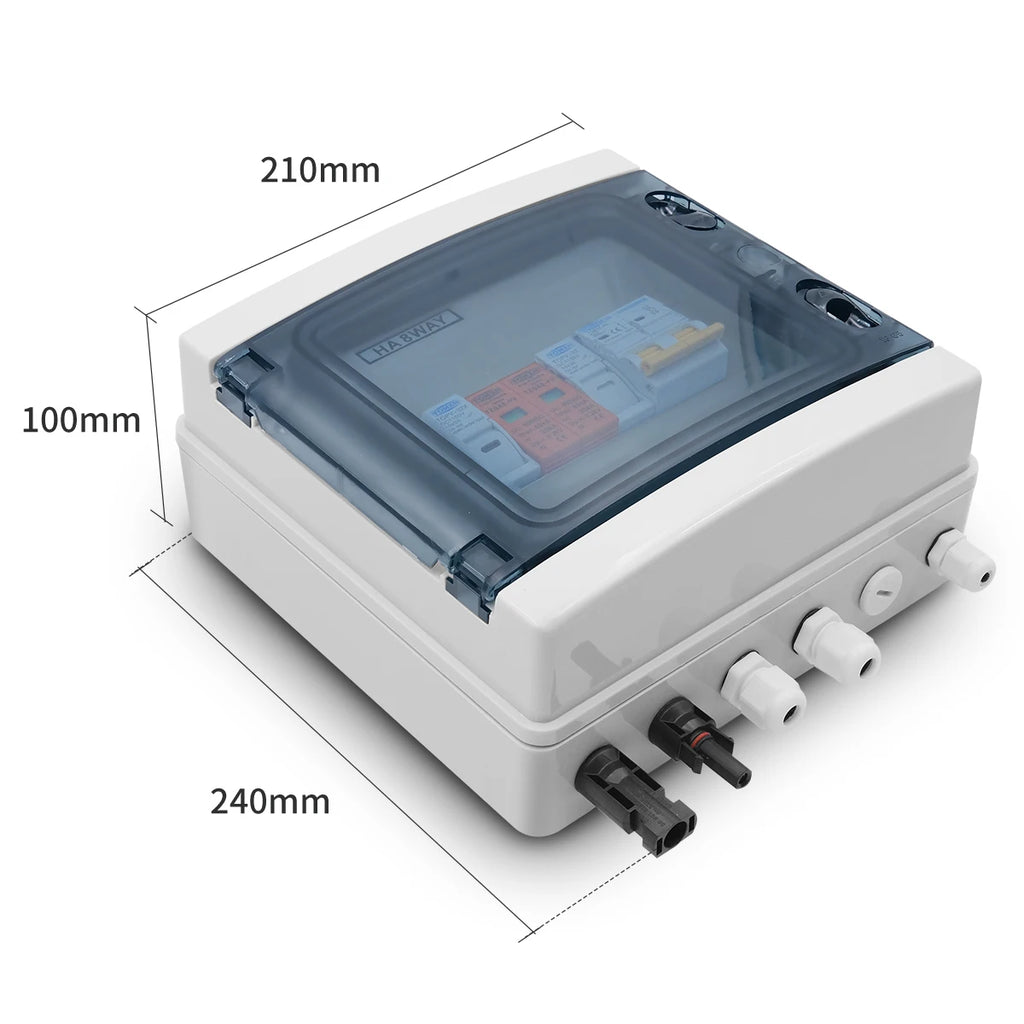 Solar Photovoltaic PV Combiner Box With Lightning Protection 1 Input 1 Out DC 600V Fuse MCB SPD Waterproof Box IP65 8ways