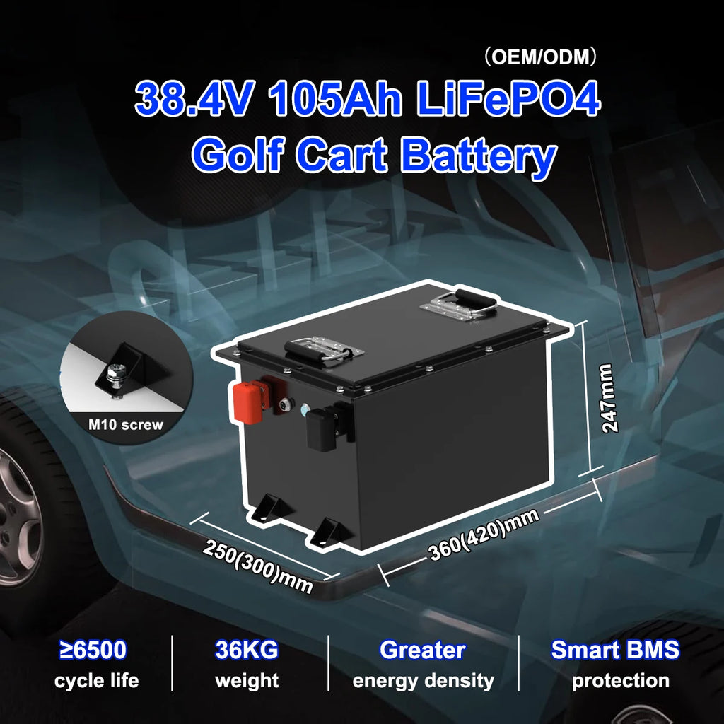 BYD CATL 105AH 12S1P 38.4V Lithium LiFePO4 Battery Pack 36V 100AH Golf Cart Battery Built in BT APP Monitor High Power 200A BMS