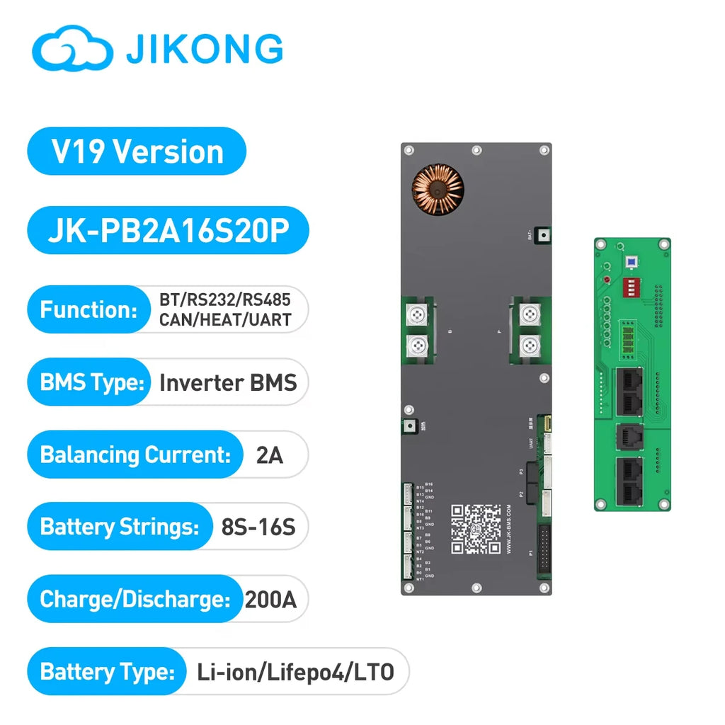 EU Stock JKBMS PB2A16S20P 16S 48V 200A Energy Storage Inverter BMS V19 Free Shipping