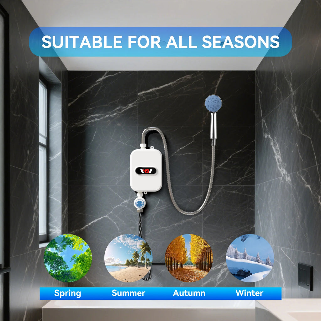 Mini Instant Electric Tankless Water Heater Instantaneous Hot Water Fast Heating Shower Bathroom Kitchen EU Plug
