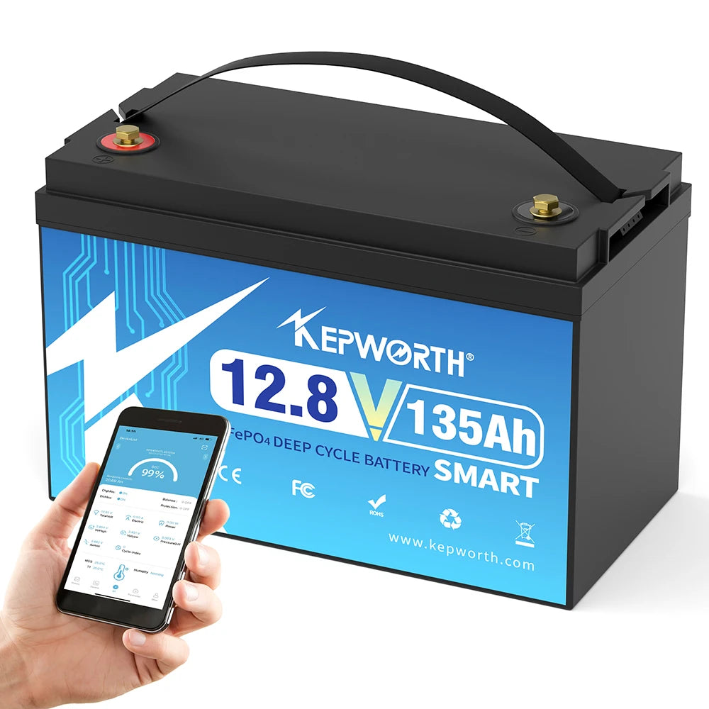 KEPWORTH 12V 12.8V 50Ah 100Ah 120Ah 135Ah 180Ah 200Ah 300Ah LiFePO4 Lithium Ion Solar Battery Pack CE RoHS UN38.3 MSDS 3-Year Warranty