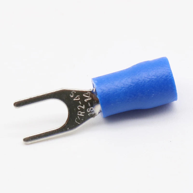 SV2-4 Blue Furcate Cable Wire Connector 100PCS/Pack Furcate Pre-Insulating Fork Spade 16~14AWG Wire Crimp Terminals SV2.5-4 SV PRIME RJ SOLAR PH