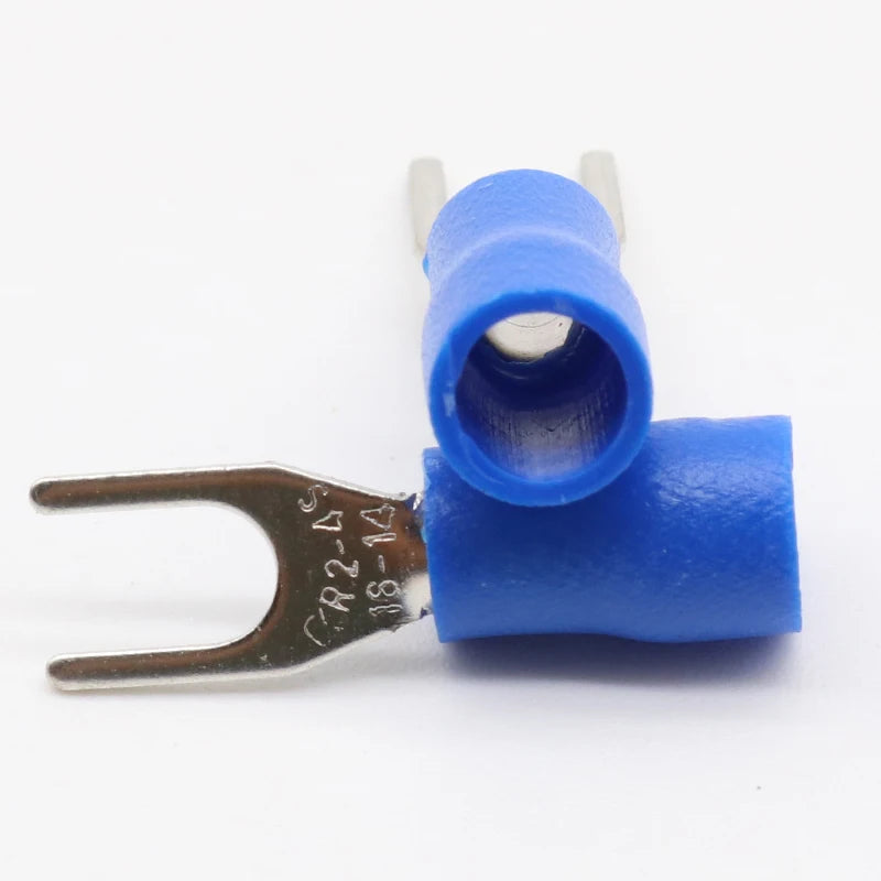 SV2-4 Blue Furcate Cable Wire Connector 100PCS/Pack Furcate Pre-Insulating Fork Spade 16~14AWG Wire Crimp Terminals SV2.5-4 SV PRIME RJ SOLAR PH
