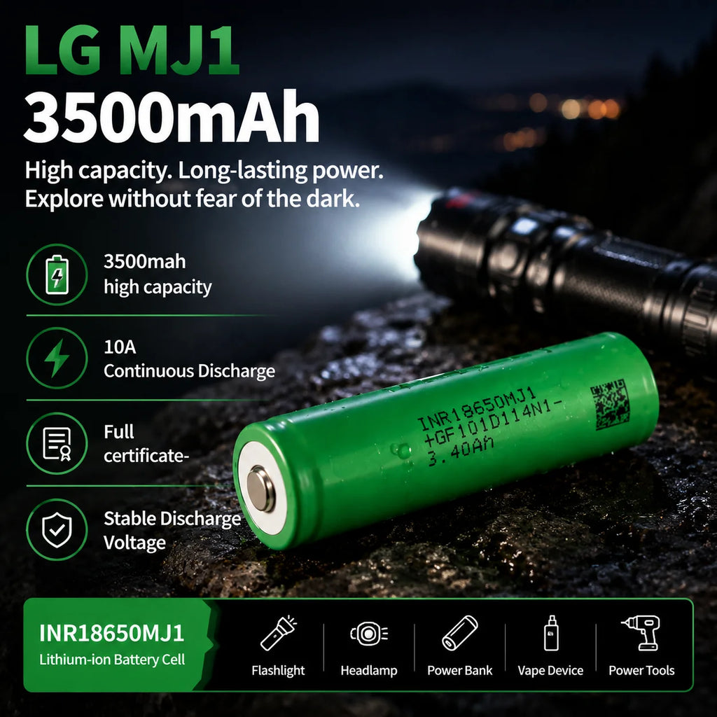 Original MJ1 18650 Deep Cycle Battery Flat Top 3500mAh Lithium Cell 10A 3.7V Rechargeable Battery in Stock 500 Cycles