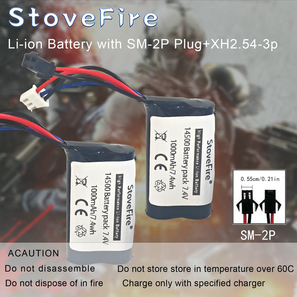 7.4 Volt Lithium Ion Battery 1000mAh 800mah 500mAh Factory Direct 14500 for RC Airplane Wholesale Rechargeable Li-ion Battery