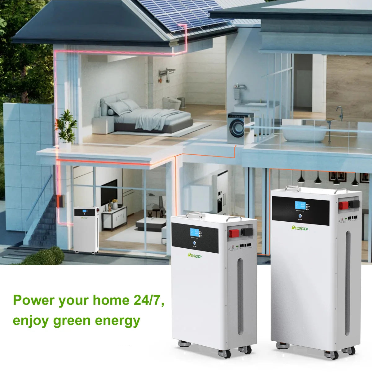 Movable Solar Energy Storage Battery 10KWH Solar Panel Inverter Lithium Ion LiFePO4 Battery Pack 48V 51.2V 200AH with WiFi BMS