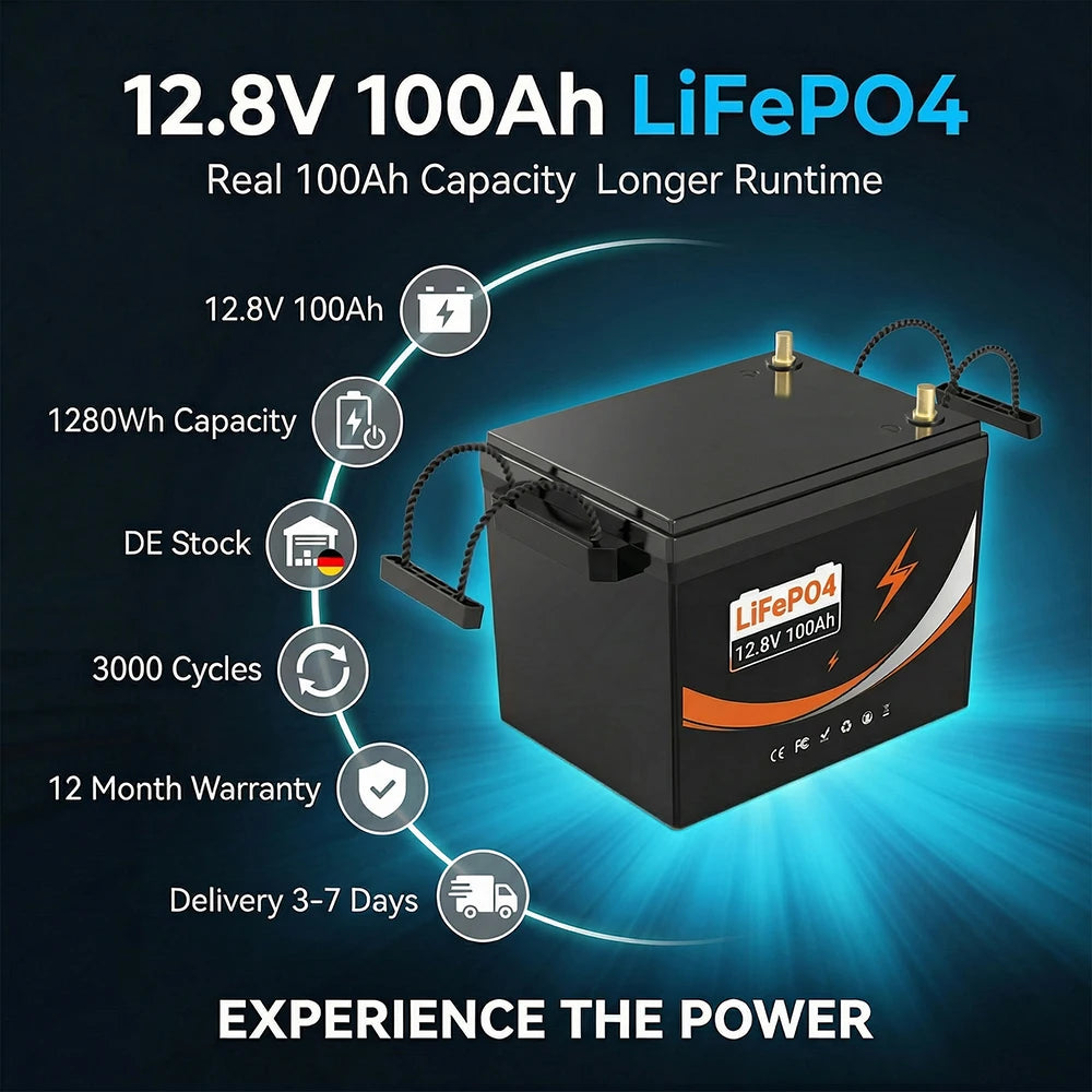 US Stock ABS case 12v/12.8V 100ah Lifepo4 12.8v Battery Pack Energy Storage 100Ah Cells Lifepo4 Battery Pack for Golf Cart PRIME RJ SOLAR PH