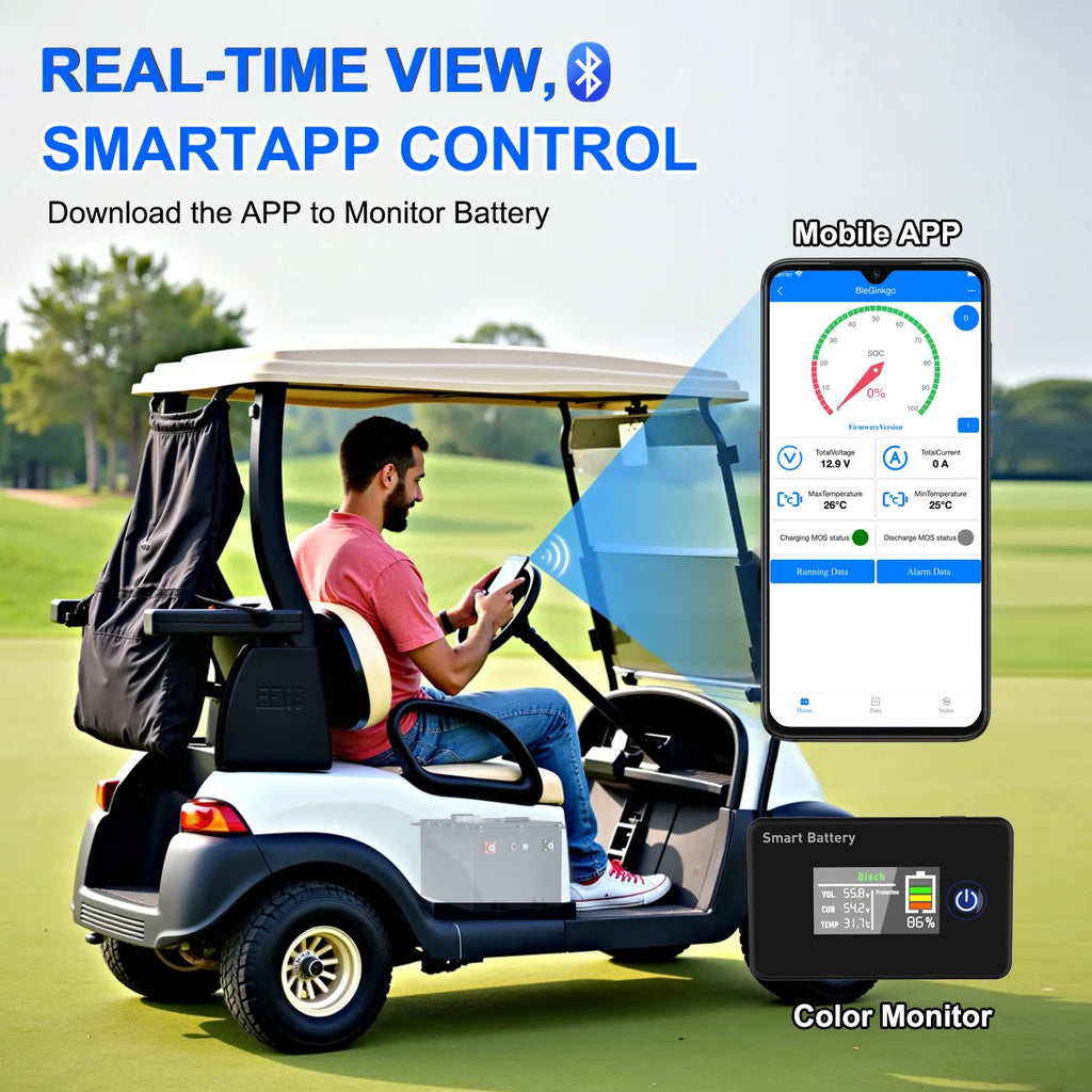 BYD CATL 105AH 12S1P 38.4V Lithium LiFePO4 Battery Pack 36V 100AH Golf Cart Battery Built in BT APP Monitor High Power 200A BMS