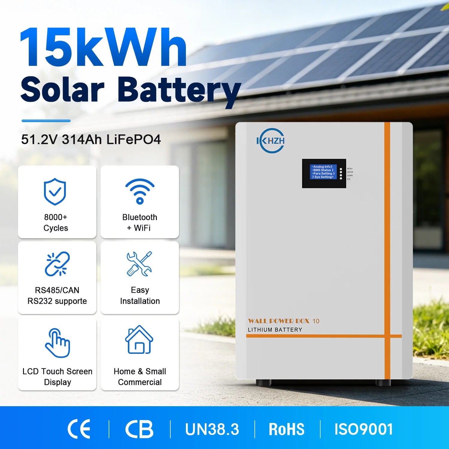 Eu Stock Inverter Battery 51.2V 300Ah 314Ah 330Ah 15kWh 16Kwh Lifepo4 Lithium Ion Battery Storage Energy Battery Wall Mounted