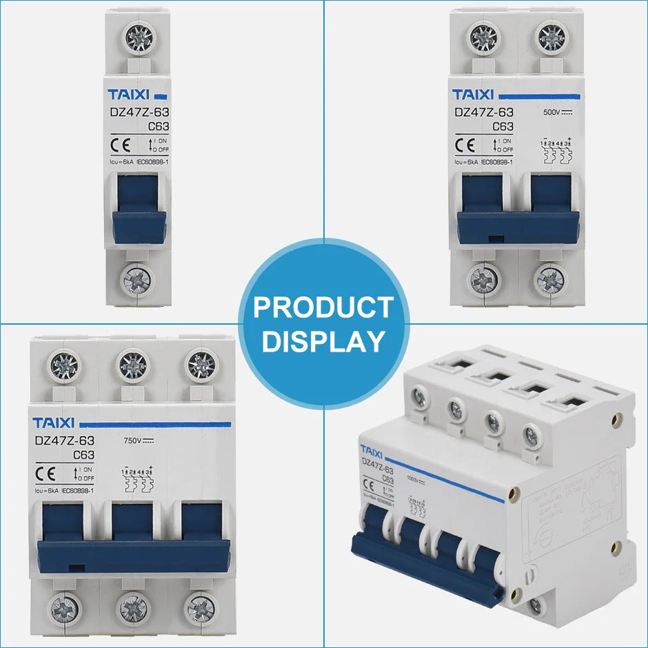 Solar PV MCB DC Circuit Breaker 1P/2P 500V 1000V Photovoltaic disconnect switch 10A 16A 20A 32A 40A 63A 100A 125A PRIME RJ SOLAR PH