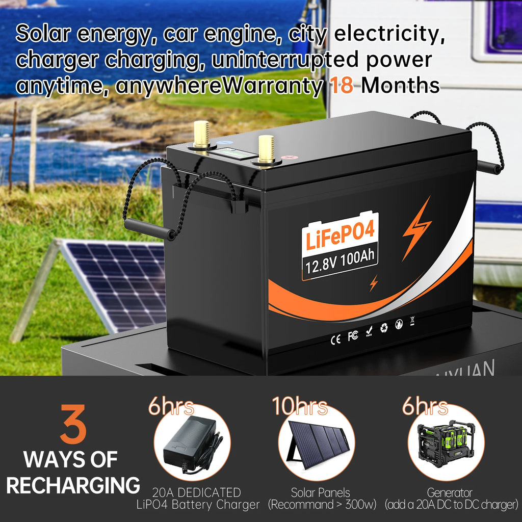 EU Stock Warehouse Free Shipping 12V 24V 100Ah 200Ah 300Ah LiFePO4 Battery for Outdoor Camping Portable Power Station Backup