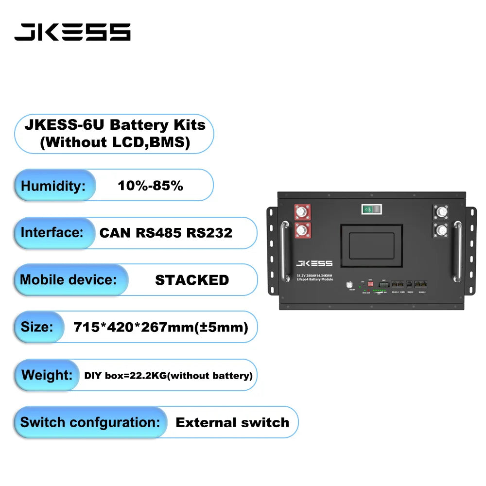 Poland EU Stock Jkess 6u Battery Box 320 16S 48V 314Ah Lifepo4 With JK BMS V19 200a Diy Jkess Lifepo4 Box Solar Energy Battery