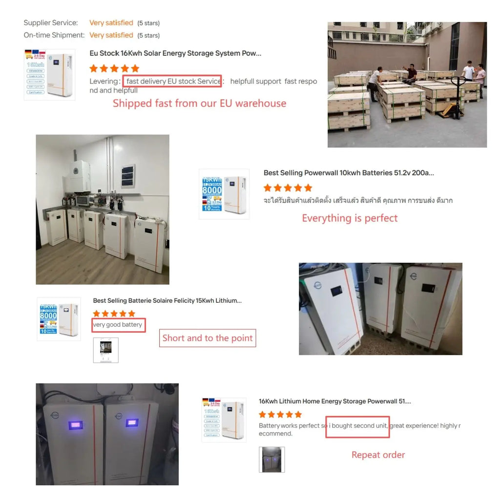 Eu Stock Inverter Battery 51.2V 300Ah 314Ah 330Ah 15kWh 16Kwh Lifepo4 Lithium Ion Battery Storage Energy Battery Wall Mounted