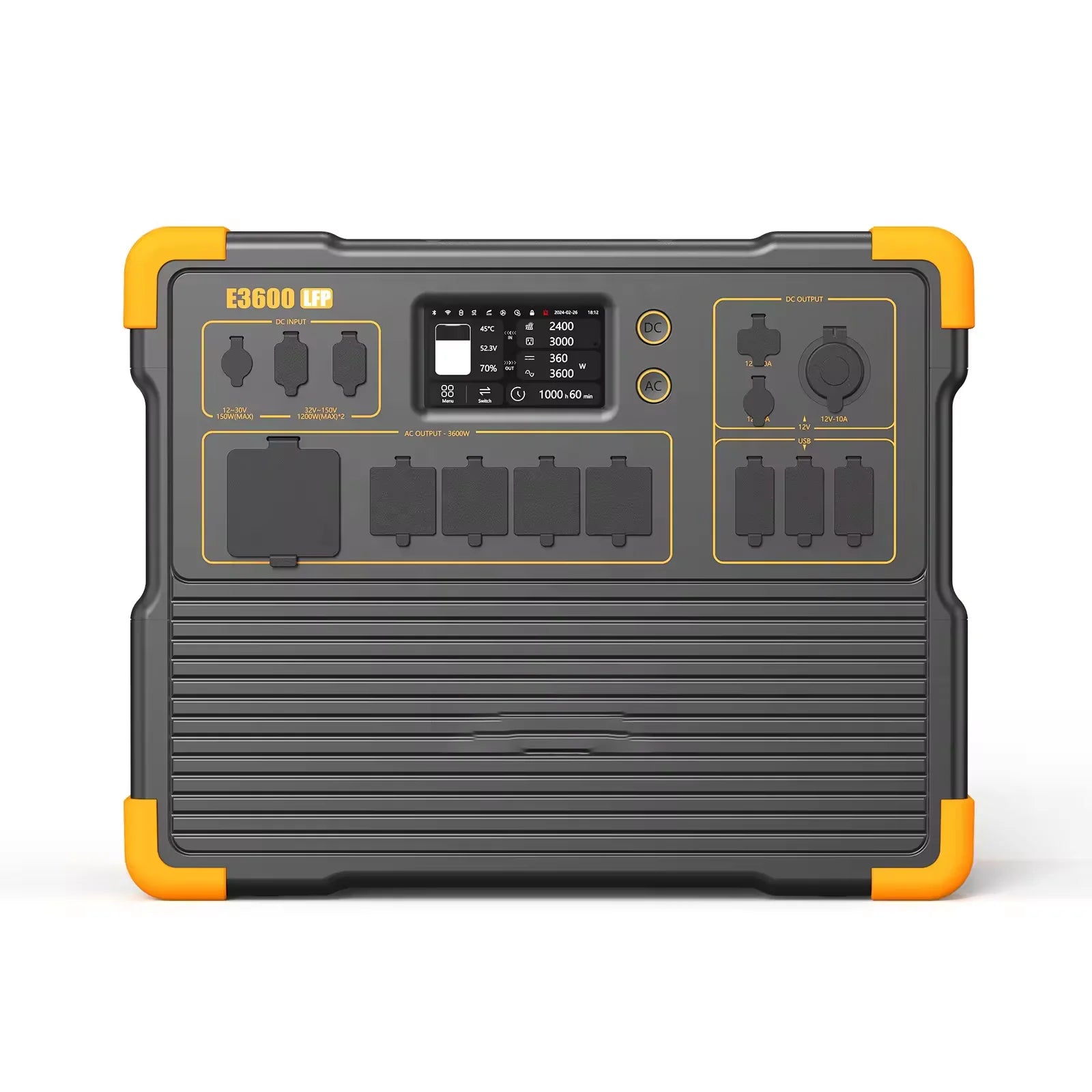 E3600LFP 3600W Portable Solar Generator 3072wh Solar Big Power Station with 120V 240V Split Phase Bonding for Home Storage