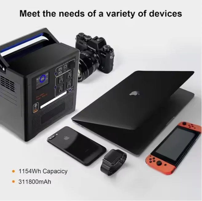 USA Wholesale 1300w Lifepo4 Lithium Battery Power Station Computer  Portable Power Station System With Solar Panel