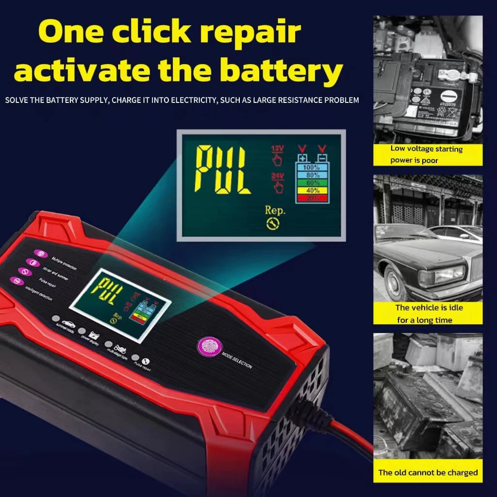 New Smart Pulse Repair Battery Charging 12v24v10A Volt Electric Vehicles Car Charger for Motorcycle Lessolar Battery Charger