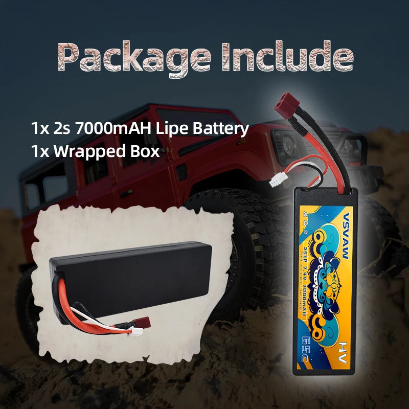 VSVAW 2S 7.4V Lipo Battery 7000mAh 65C Hardcase with T Plug for RC Car 1/10 Boats FPV Drones RC Models Parts-Premium Series
