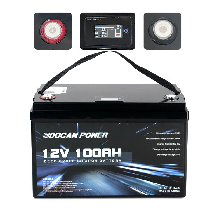New Deep Cycle  USA FREE Shipping 12V 100AH 1280Wh 4S1P Lifepo4 Lithium Ion Batteries Pack with BMS Solar Energy Storage PRIME RJ SOLAR PH