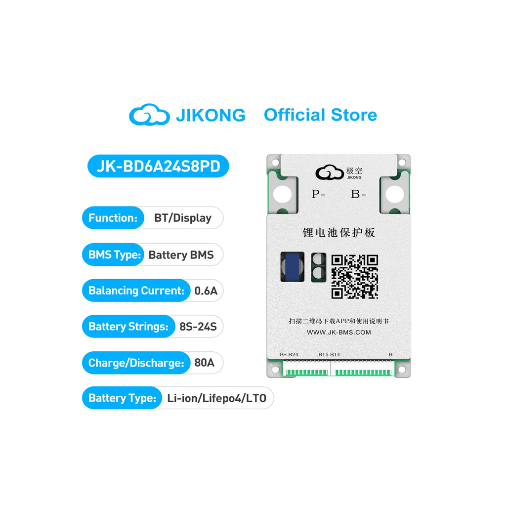 JKBMS JK-BD6A24S8PD 8S-24S 80A JIKONG Active Balance BMS for Lifepo4 Battery JK Semi Bms Li-ion Battery Accessories