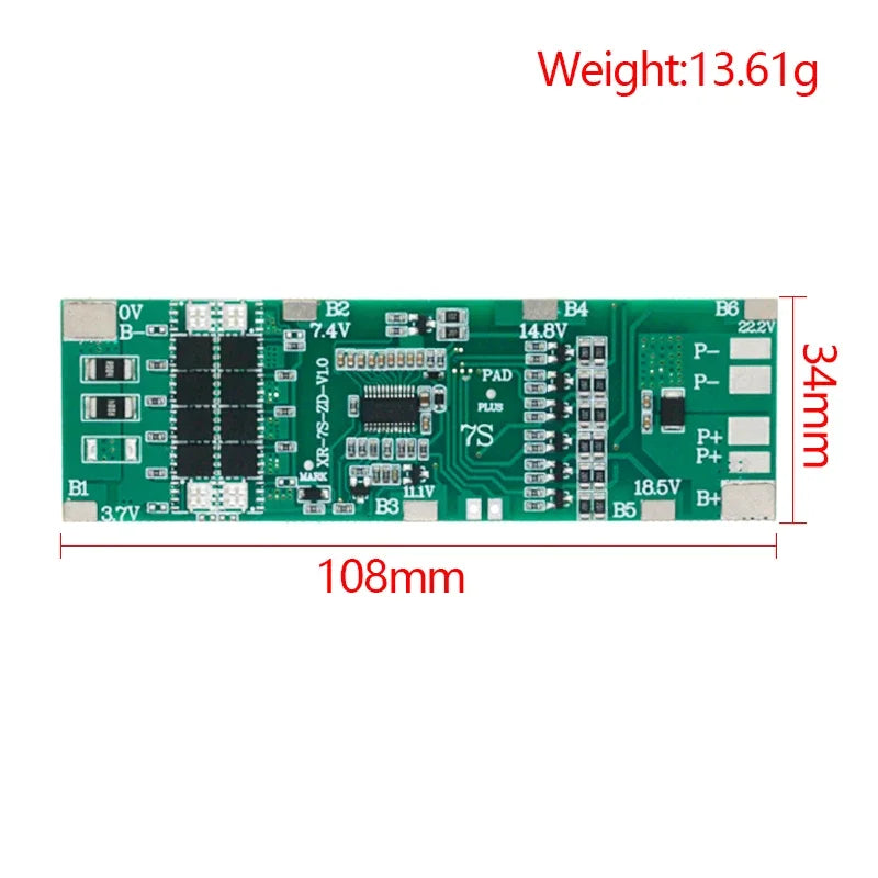 JIAQISHENG JQS BMS 7S 24V 10A 15A 20A 30A Li-ion 18650 Battery Charge Board Balance Function Short Circuit / Temperature