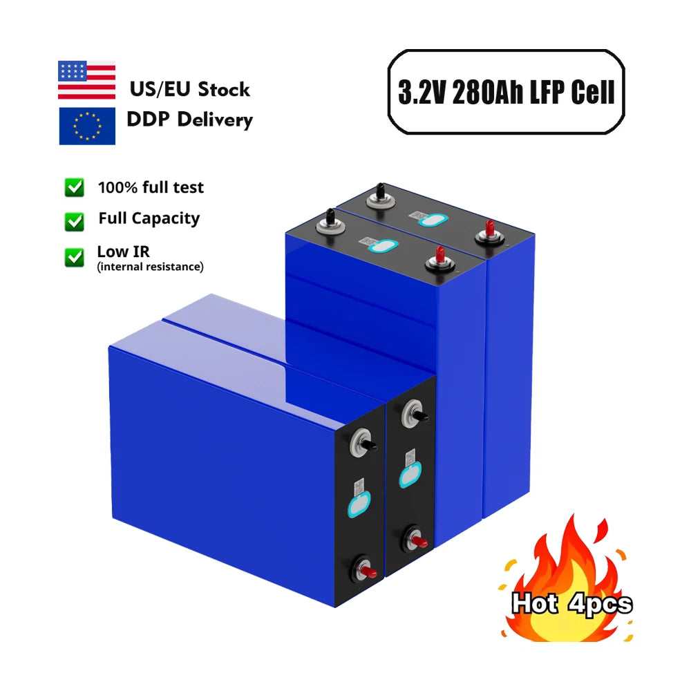 US & EU Warehouse Stock 3.2V LF280 280Ah Prismatic LiFePo4 Battery Cell High Performance Lithium Ion Prismatic Batteries